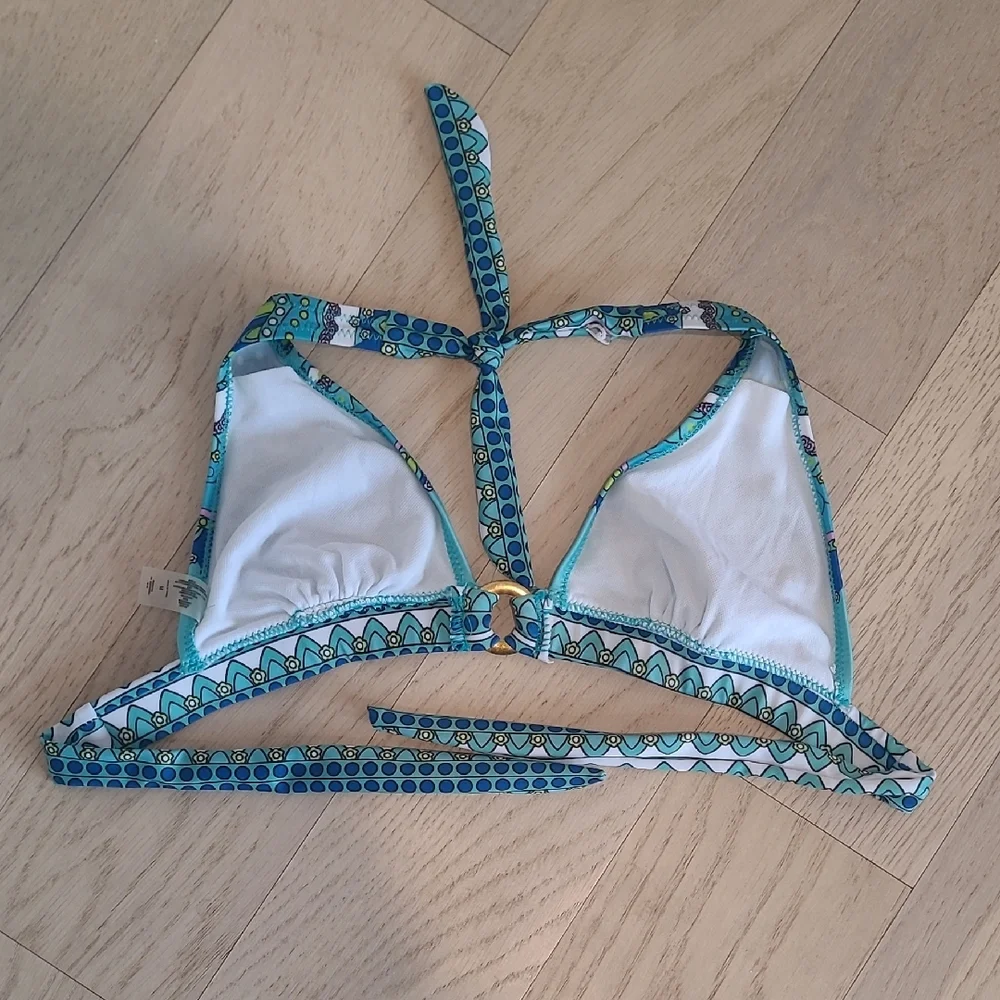 Blue and Green Patterned Bikini Set (size M)